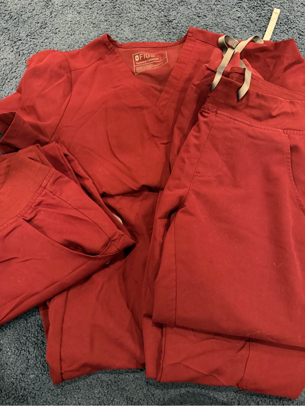Figs Women Scrub Set in Deep Red
